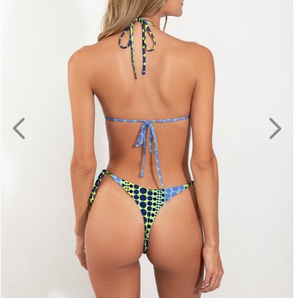 NWT OneOne Swimwear Bikini SET Bubble Ariel Triangle Blue Green Sexy Skimpy New - Picture 5 of 16